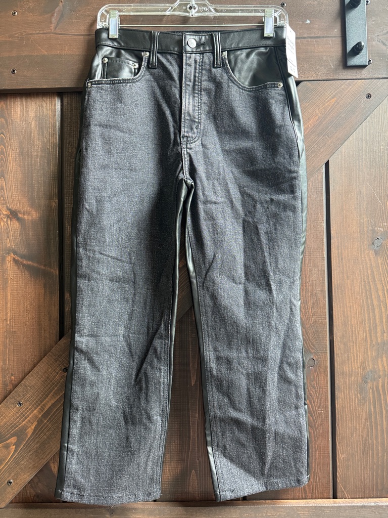 Abercrombie & Fitch Black Two-Tone Leather Straight Leg Jeans